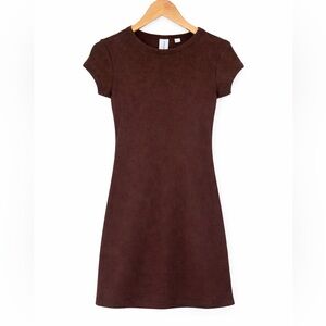 Collusion Brown Ribbed Mini Dress Straight Fit Cap Sleeve US 6